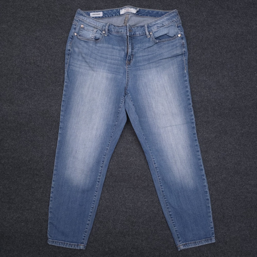 Torrid Womens Size 16 Blue Denim Stretch Girlfriend Jeans Light Wash